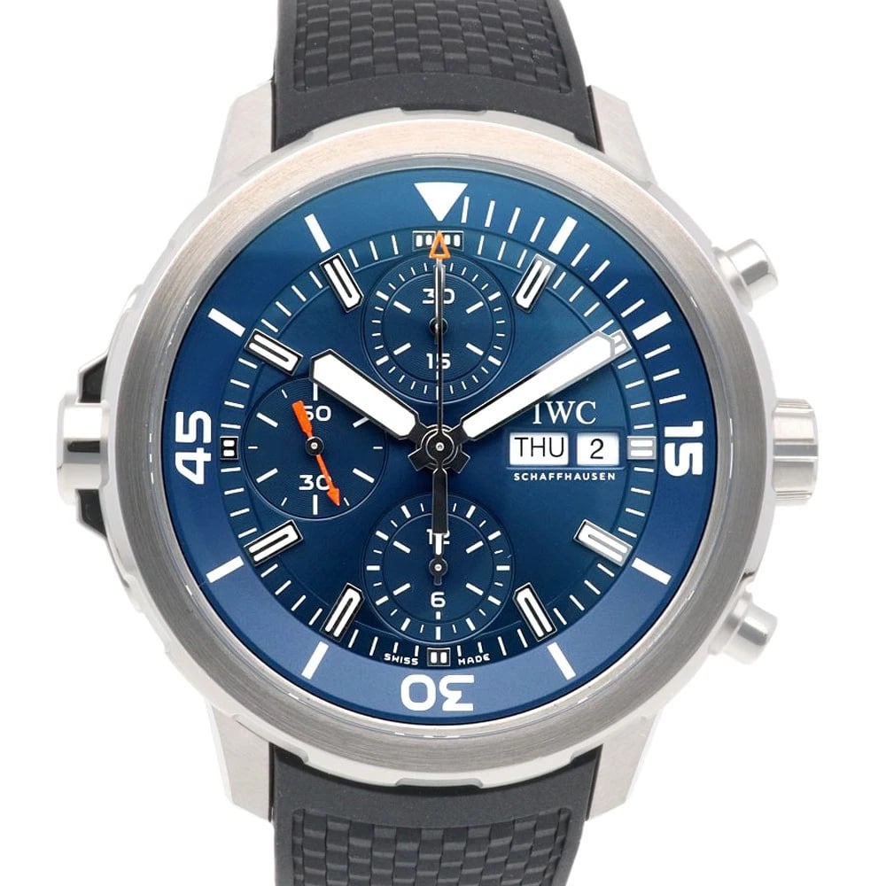 IWC SCHAFFHAUSEN AQUA TIMER WATCHES STAINLESS STEEL CHRONOGRAPH WATCH: IWC SCHAFFHAUSEN Aqua timer Watches Stainless Steel Chronograph Watch Brand: IWC SCHAFFHAUSEN Type: Wristwatch Material: Case : Stainless Steel Band : rubber Color: Silver / black x Navy Size: Case Di