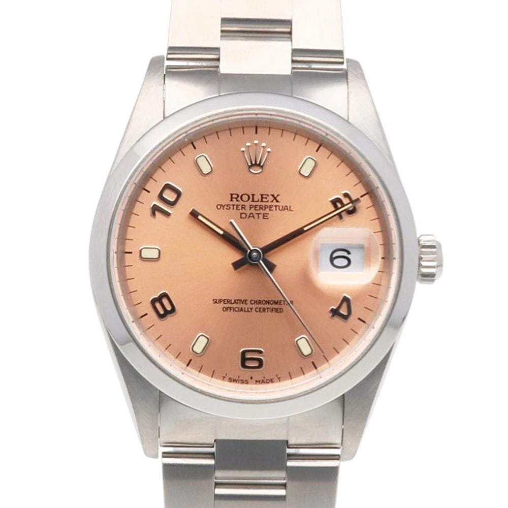 ROLEX DATE WATCHES STAINLESS STEEL WATCH: ROLEX Date Watches Stainless Steel Watch Brand: ROLEX Type: Wristwatch Material: Case : Stainless Steel Band : Stainless Steel Color: Silver / pink Size: Case Diameter:34.0mm Band Length:7.3inch / 18.