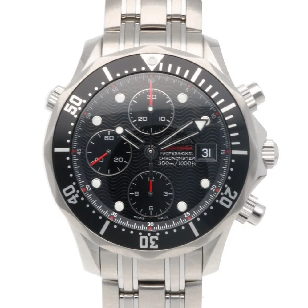 OMEGA SEAMASTER CHRONOGRAPH WATCHES STAINLESS STEEL WATCH: OMEGA Seamaster Chronograph Watches Stainless Steel Watch Brand: OMEGA Type: Wristwatch Material: Case : Stainless Steel Band : Stainless Steel Color: Silver / black Size: Case Diameter:41.5mm Band Le