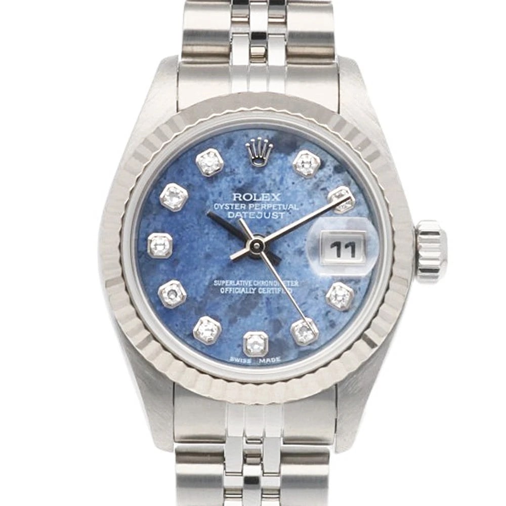 ROLEX DATEJUST WATCHES STAINLESS STEEL K18 WHITE GOLD WATCH: ROLEX Datejust Watches Stainless Steel K18 white gold Watch Brand: ROLEX Type: Wristwatch Material: Case : Stainless Steel x K18 white gold Band : Stainless Steel Color: Silver / blue Size: Case Diame