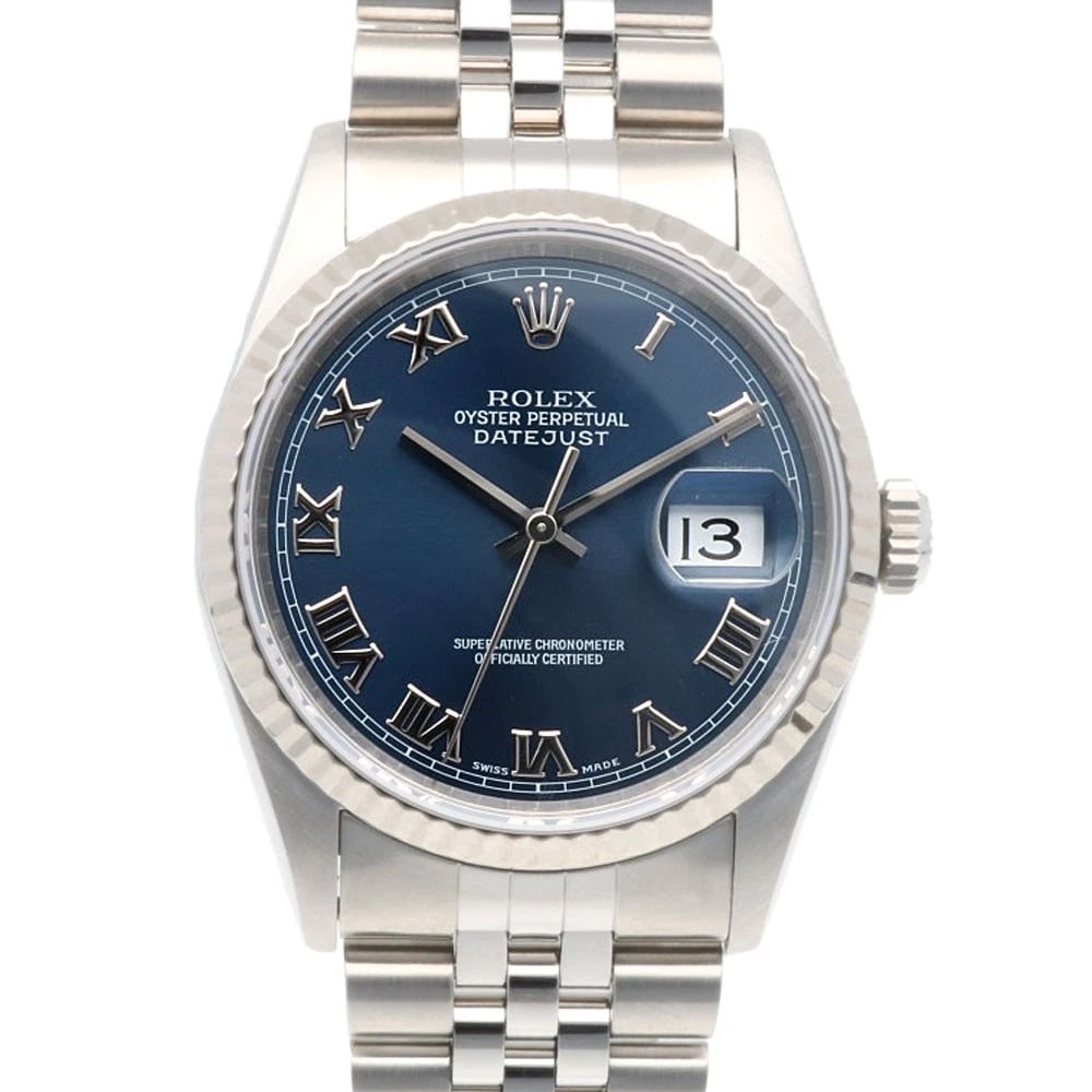 ROLEX DATEJUST WATCHES STAINLESS STEEL K18 WHITE GOLD WATCH: ROLEX Datejust Watches Stainless Steel K18 white gold Watch Brand: ROLEX Type: Wristwatch Material: Case : Stainless Steel x K18 white gold Band : Stainless Steel Color: Silver x Navy Size: Case Diame