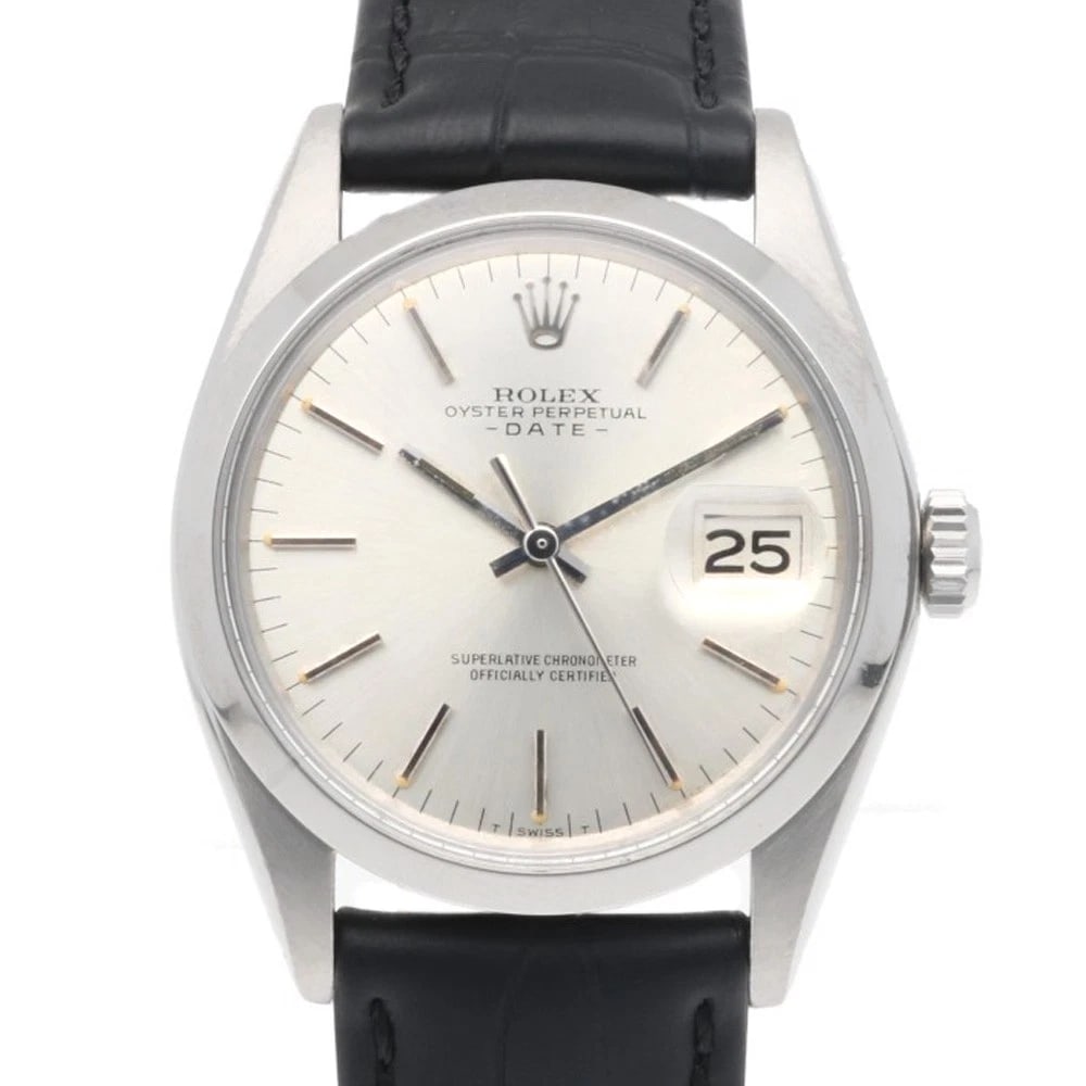 ROLEX DATE WATCHES STAINLESS STEEL WATCH: ROLEX Date Watches Stainless Steel Watch Brand: ROLEX Type: Wristwatch Material: Case : Stainless Steel Band : leather Color: Silver / black Size: Case Diameter:34.0mm Band Length:5.5inch / 14.0-19.0c