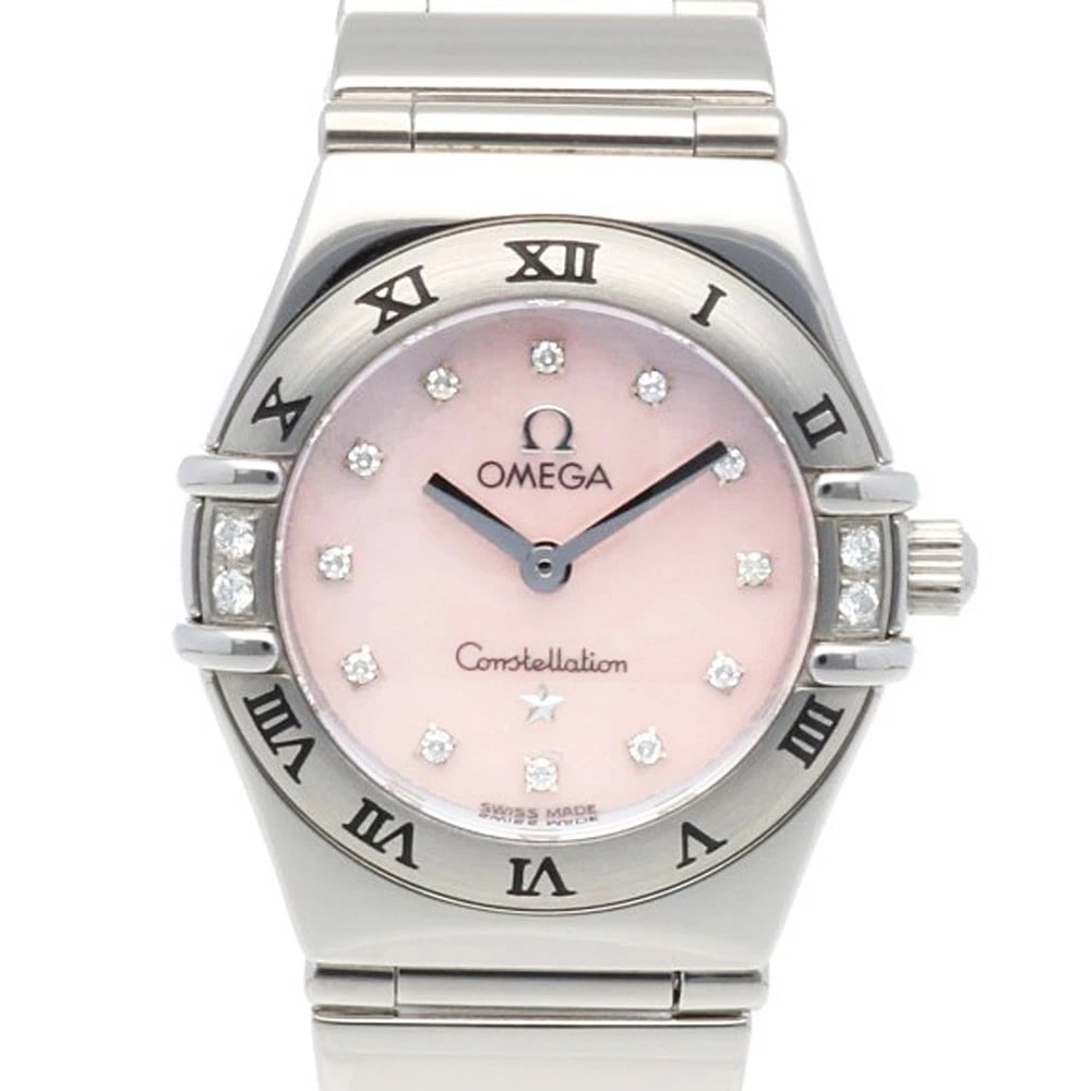 OMEGA CONSTELLATION WATCHES STAINLESS STEEL DIAMOND WATCH: OMEGA Constellation Watches Stainless Steel Diamond Watch Brand: OMEGA Type: Wristwatch Material: Case : Stainless Steel Band : Stainless Steel Color: Silver / pink Size: Case Diameter:23.0mm Band Len