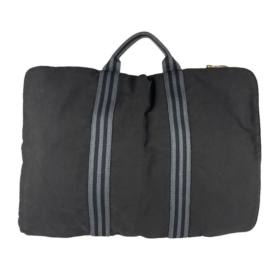 HERMES FOURRE TOUT BRIEFCASE HANDBAG: HERMES Fourre Tout Briefcase Handbag Brand: HERMES Type: Handbag Material: Cotton Color: Black Grey Size: W:19.3inx H:14.6inx D:0.8in Handle Length:8.7in Accessories: None Accessories Notice: When
