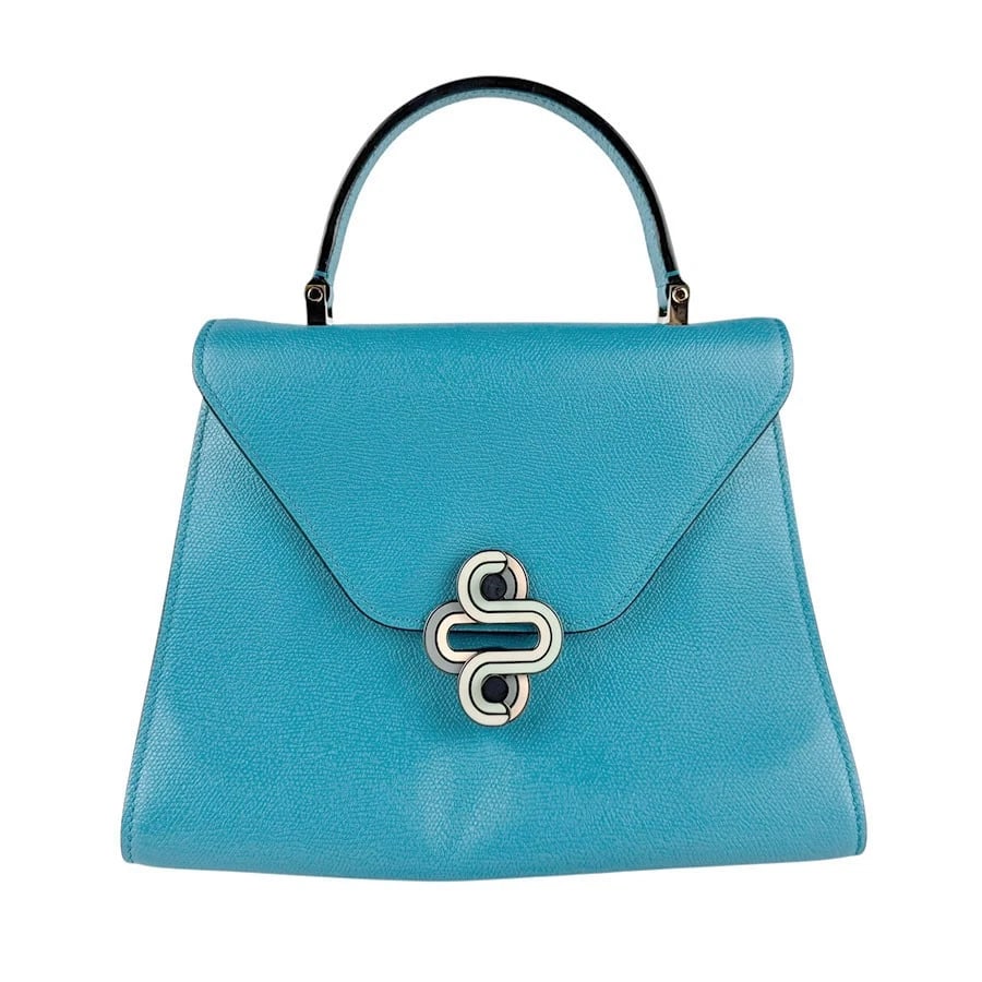 VALEXTRA HANDBAG TURQUOISE BLUE LEATHER: Valextra Handbag Turquoise Blue Leather Brand: Valextra Type: Handbag Material: Leather Color: Turquoise Blue Size: W:10.2inx H:8.3inx D:4.7in Handle Length:9.4in Accessories: None Accesso