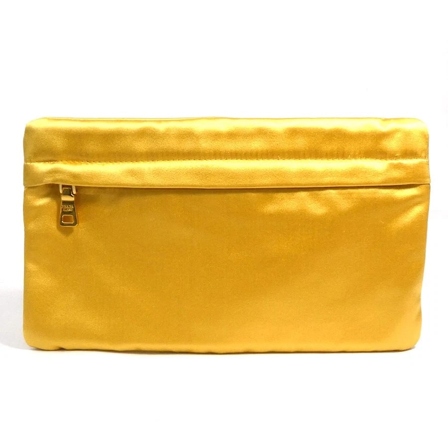 PRADA POUCH MULTICASE YELLOW SATIN: PRADA Pouch Multicase Yellow Satin Brand: PRADA Type: Pouch Material: Satin Color: Yellow Size: W:9.1inx H:5.3in Accessories: None Accessories Notice: When purchasing pre-owned goods, plea