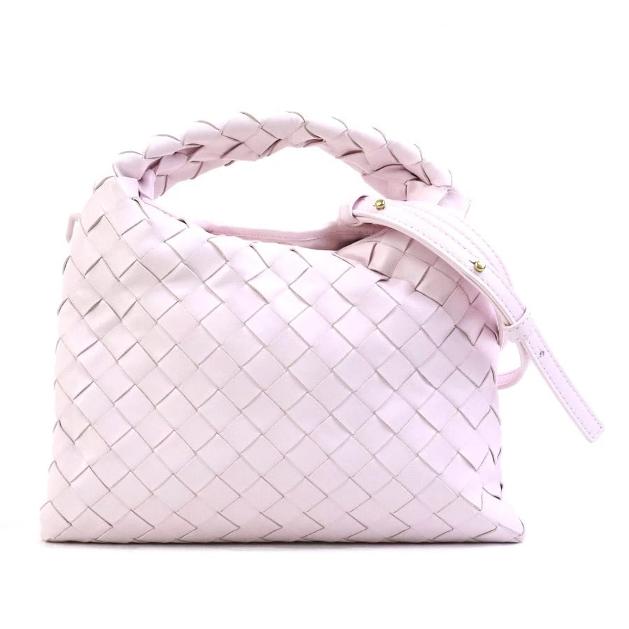 BOTTEGAVENETA INTRECCIATO HOP MINI HANDBAG: BOTTEGAVENETA Intrecciato Hop Mini Handbag Brand: BOTTEGAVENETA Type: Handbag Material: Leather Color: Light Pink Size: W:10.2inx H:7.1inx D:1.2in Handle drop:1.4in Accessories: None Acces