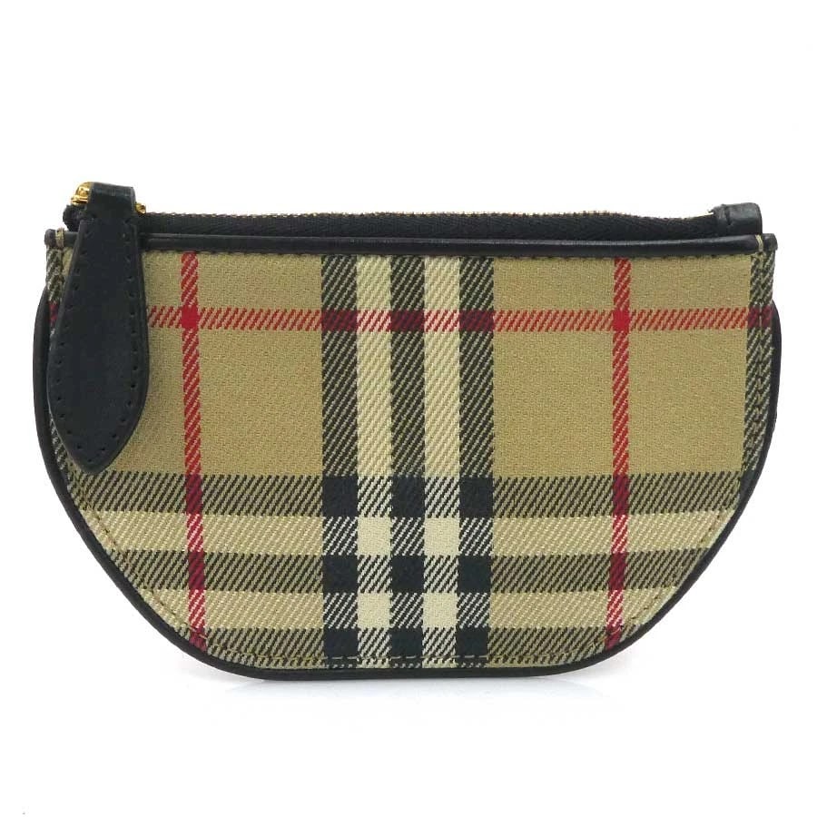 BURBERRY COIN PURSE CASE BEIGE/BLACK: BURBERRY Coin Purse Case Beige/Black Brand: BURBERRY Type: Coin case Material: Canvas Color: Beige X Black Size: W:5.7inx H:3.7in Accessories: None Accessories Notice: When purchasing pre-