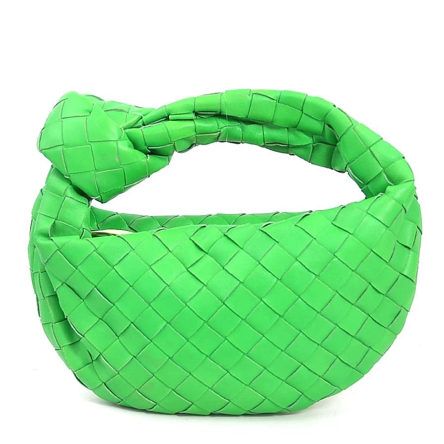 BOTTEGAVENETA MINI JODIE HANDBAG: BOTTEGAVENETA Mini Jodie Handbag Brand: BOTTEGAVENETA Type: Handbag Material: Leather Color: Green Size: W:9.4inx H:4.9inx D:2.0in Handle drop:2.6in Accessories: None Accessories Notice: W