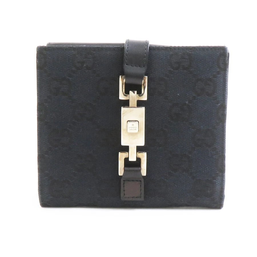 GUCCI JACKIE BIFOLD WALLET BLACK GG CANVAS/LEATHER (1 of 4)