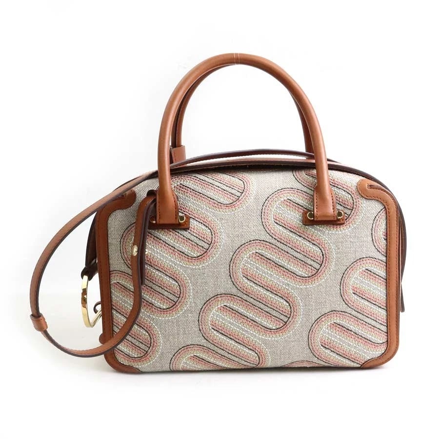 DELVAUX COOLBOX HANDBAG SHOULDER BAG: DELVAUX Coolbox Handbag Shoulder Bag Brand: DELVAUX Type: Handbag Material: Leather/Canvas Color: Brown X Gray Size: W:10.6inx H:7.1inx D:4.7in Handle Length:13.8in Accessories: None Accessories