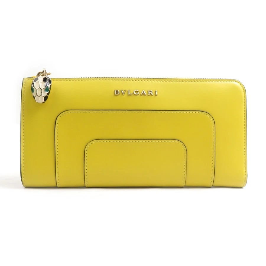 BVLGARI SERPENTI FOREVER LONG WALLET: BVLGARI Serpenti Forever Long Wallet Brand: BVLGARI Type: L-shaped zipper long wallet Material: Leather Color: Yellow X Pink Size: W:7.5inx H:3.7inx D:0.6in Accessories: None Accessories N