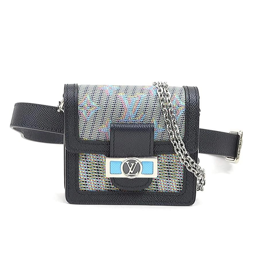 LOUIS VUITTON POP DAUPHINE MINI BELT BAG: LOUIS VUITTON Pop Dauphine MINI Belt Bag Brand: LOUIS VUITTON Type: Waist bag Material: Monogram LV Pop Color: Black X Multicolor Size: W:4.7inx H:4.3inx D:1.6in Accessories: None Accessories Notice: