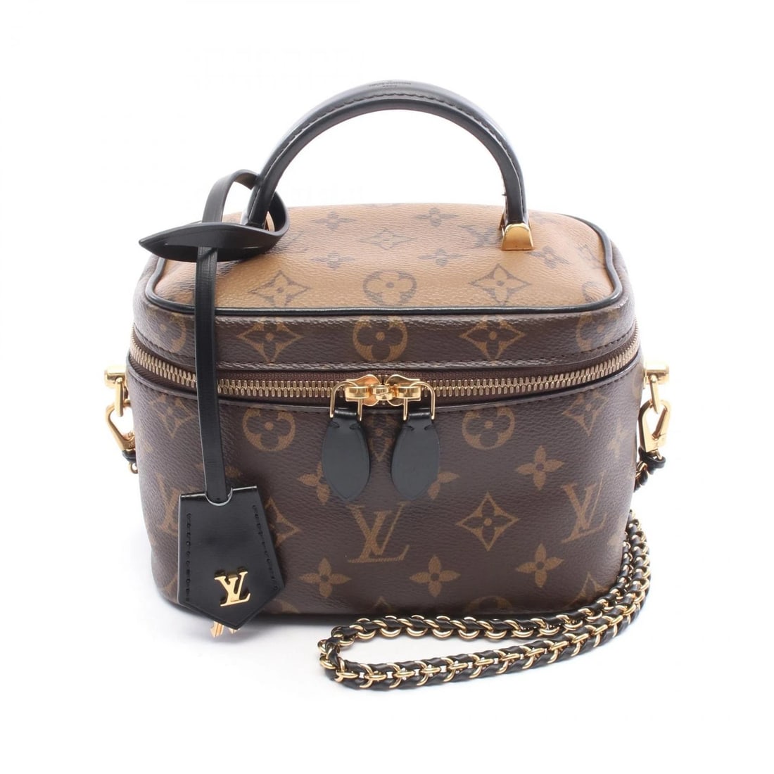 LOUIS VUITTON VANITY NV PM CHAIN CROSSBODY HANDBAG: LOUIS VUITTON Vanity NV PM chain crossbody Handbag Brand: LOUIS VUITTON Type: Handbag Material: Monogram Reverse × PVC coated canvas × leather Color: Brown??ish colors × Black??ish colors Size: H:1