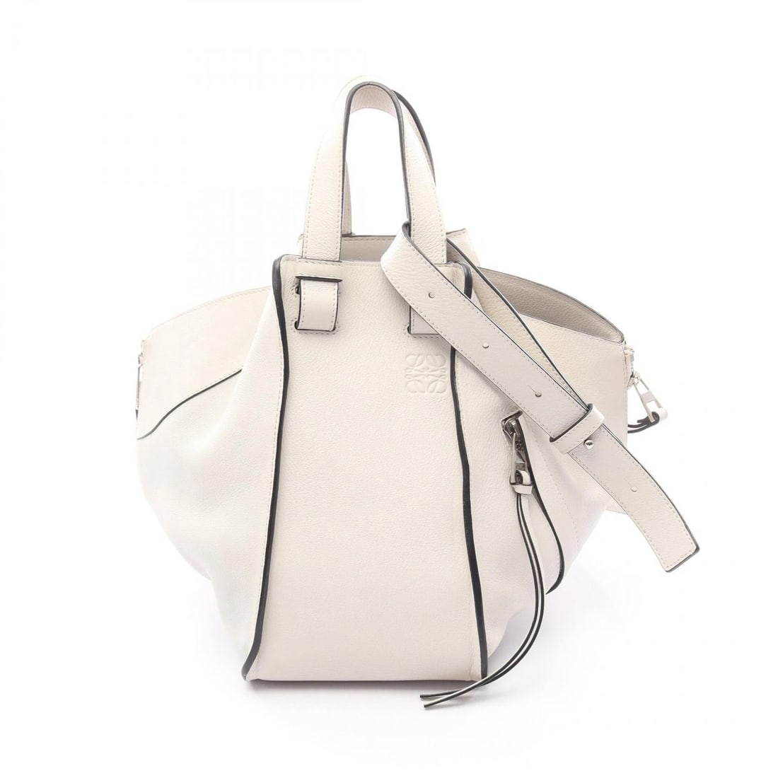 LOEWE HAMMOCK SMALL SHOULDER CROSSBODY HANDBAG: LOEWE Hammock small Shoulder Crossbody Handbag Brand: LOEWE Type: Handbag Material: leather Color: White??ish colors Size: H:25cm x W:14cm x D:25cm (H:9.8" x W:5.5" x D:9.8") Accessories: None
