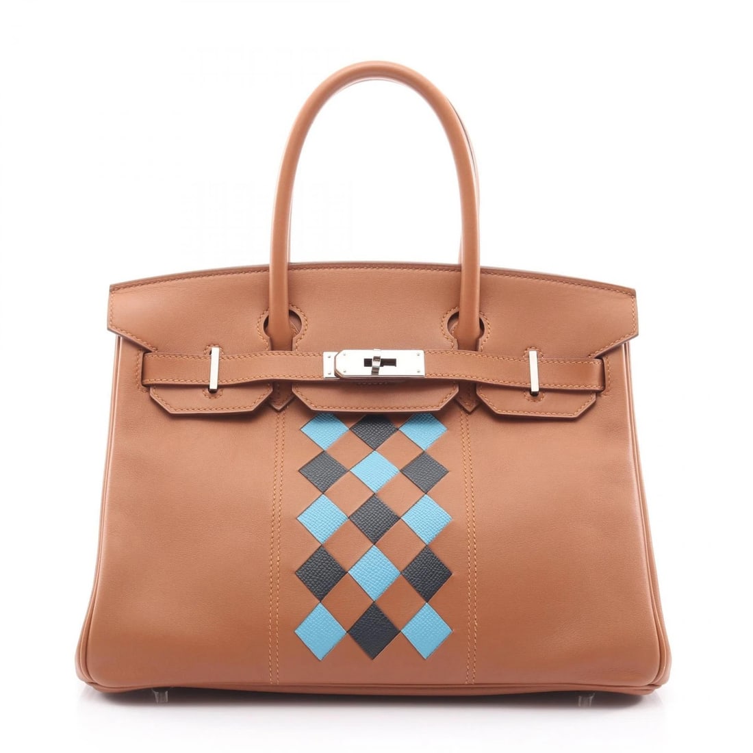 HERMES BIRKIN TRESAGE HANDBAG: HERMES Birkin Tresage Handbag Brand: HERMES Type: Handbag Material: Vaux Swift leather × leather × Veau Swift leather / Epsom Color: Brown??ish colors × Blue??ish colors × Navy??ish colors Size: H