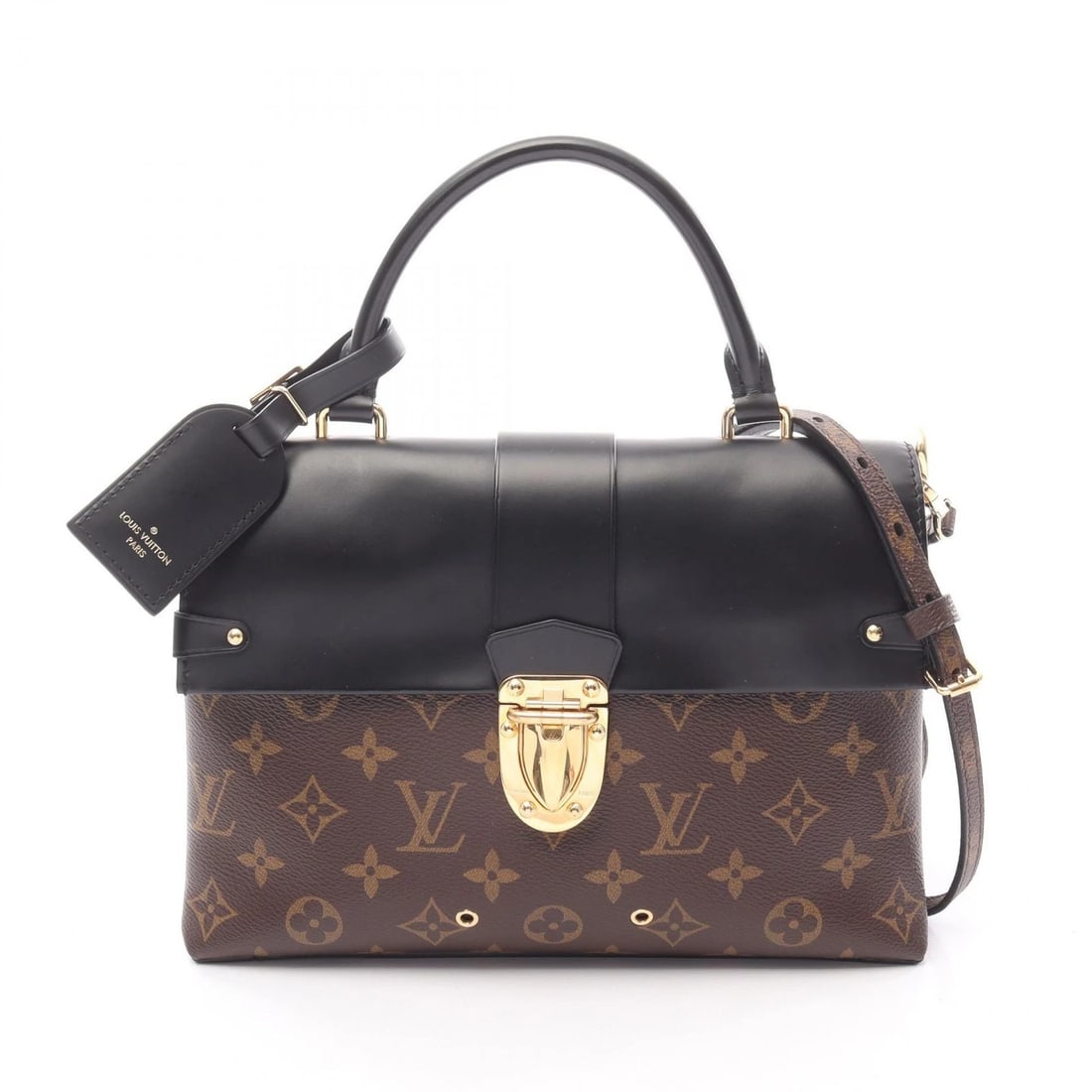 LOUIS VUITTON HANDLE FLAP BAG MM SHOULDER HANDBAG: LOUIS VUITTON handle Flap Bag MM Shoulder Handbag Brand: LOUIS VUITTON Type: Handbag Material: Monogram × PVC coated canvas × leather Color: Black / Brown??ish colors × Black??ish colors Size: H:18