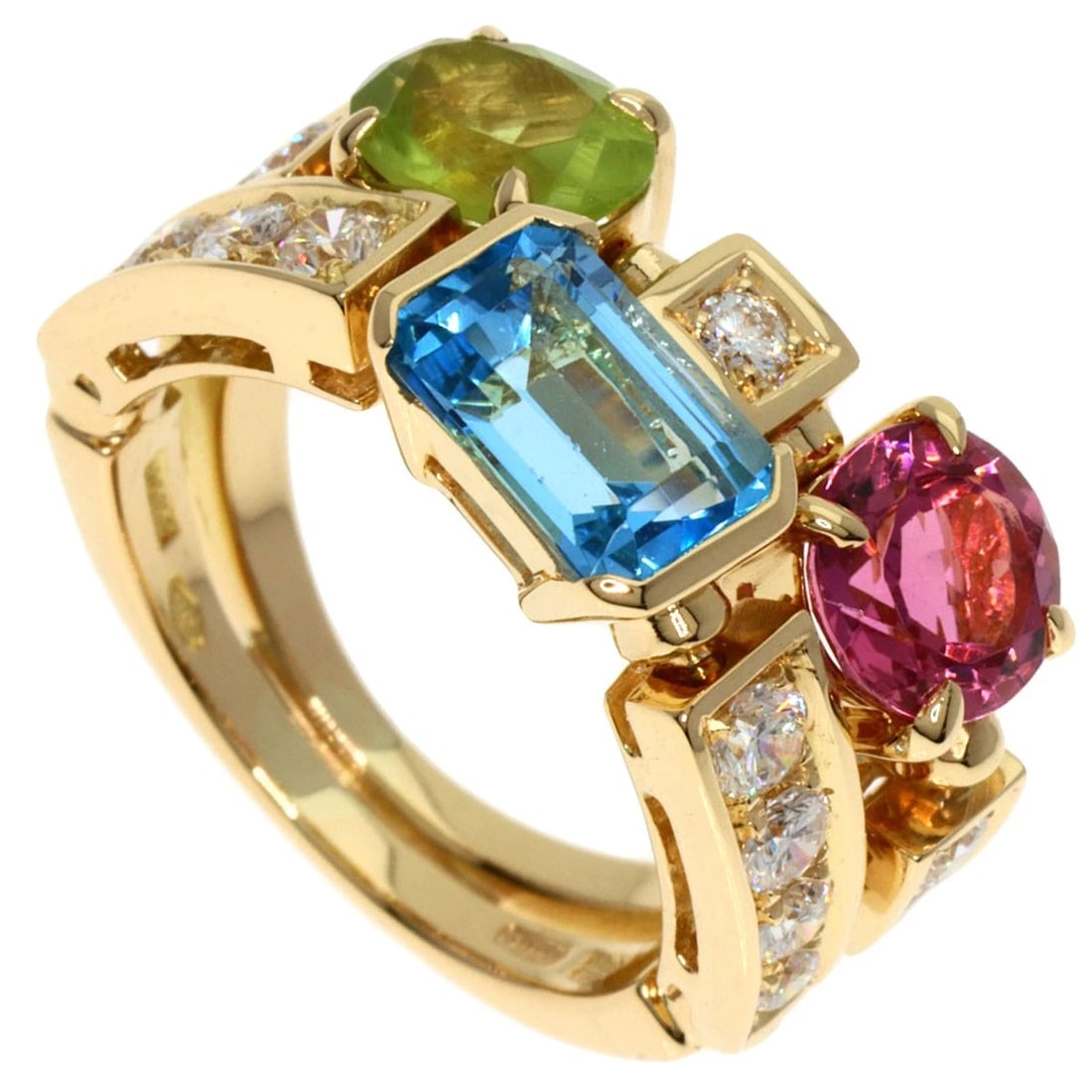 BVLGARI ALLEGRA DIAMOND RING: BVLGARI Allegra Diamond Ring Brand: BVLGARI Type: Ring Material: K18 Yellow Gold, Main Stone/Creation Natural Color: Exterior Color Gold Size: 4.25 (US) Accessories: None Accessories Notice: When