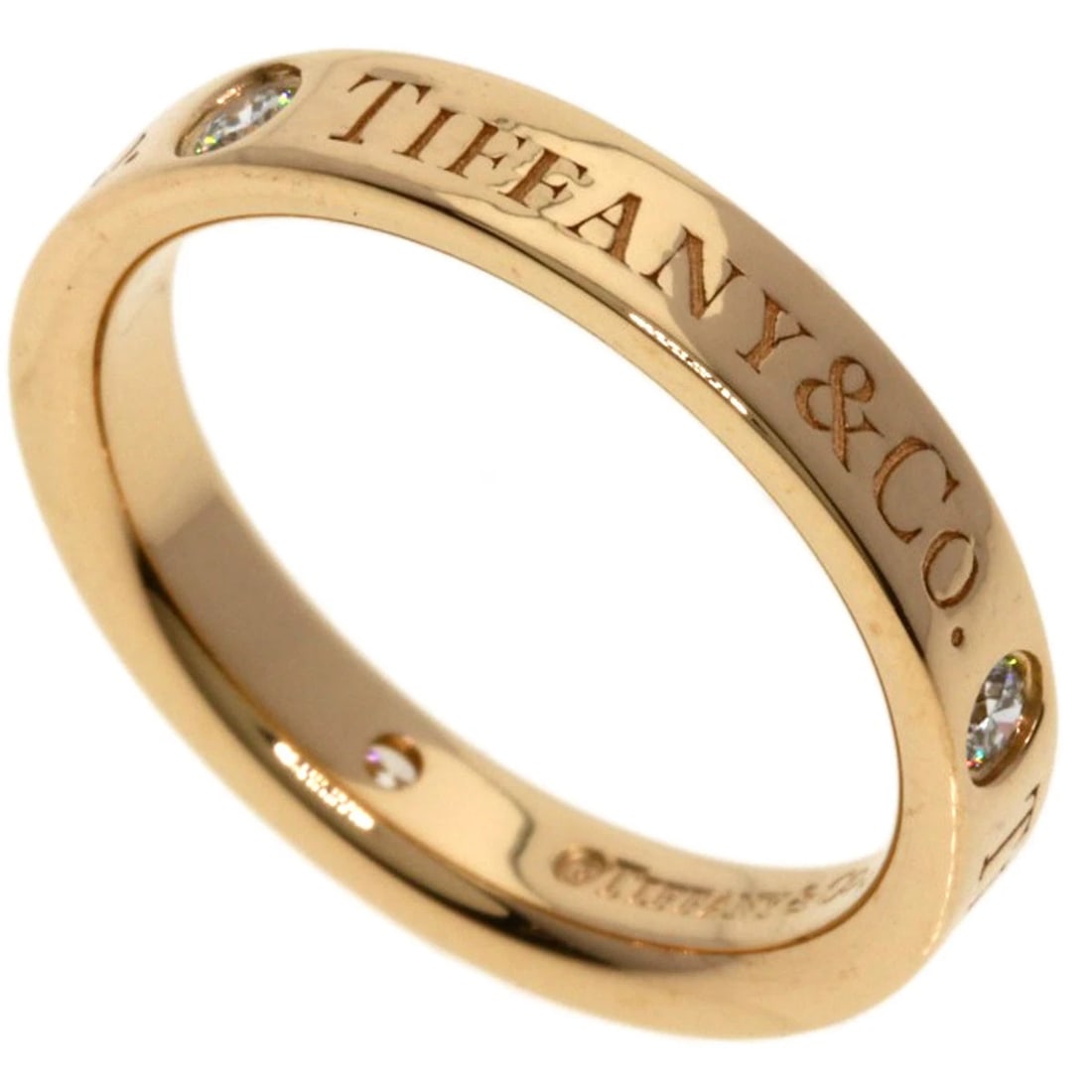 TIFFANY&CO. FLAT BAND DIAMOND RING: TIFFANY&Co. Flat band diamond Ring Brand: TIFFANY&Co. Type: Ring Material: K18 Pink Gold, Main Stone/Creation Natural Color: Exterior Color Gold Size: 3.25 (US) Accessories: None Accessories Notice: