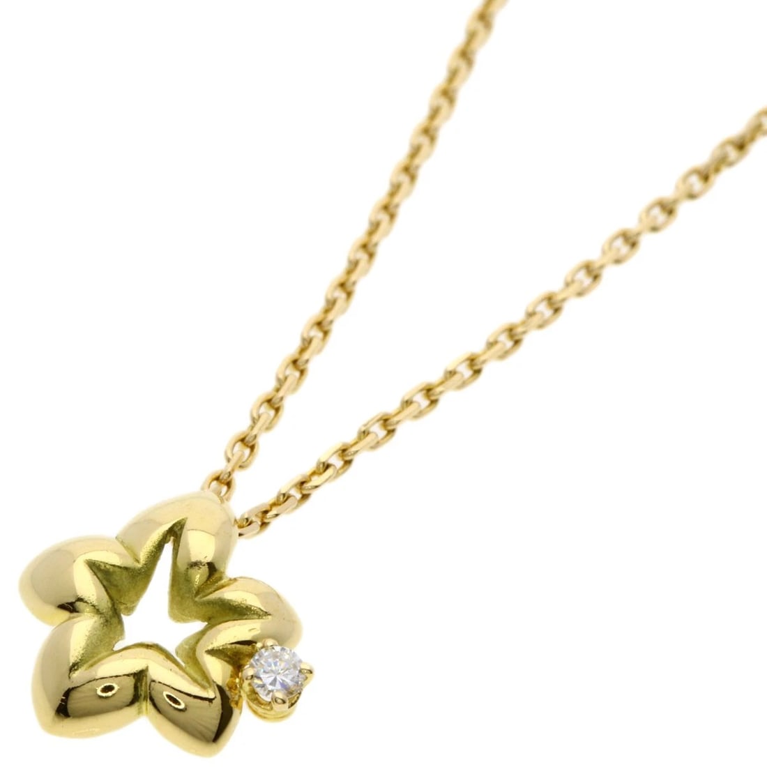 CHAUMET 1P DIAMOND NECKLACE: Chaumet 1P Diamond Necklace Brand: Chaumet Type: Necklace Material: K18 Yellow Gold, Main Stone/Creation Natural Color: Exterior Color Gold Size: Chain Length:15.7inch/40cm Chain Width:0.6inch/1.4mm T