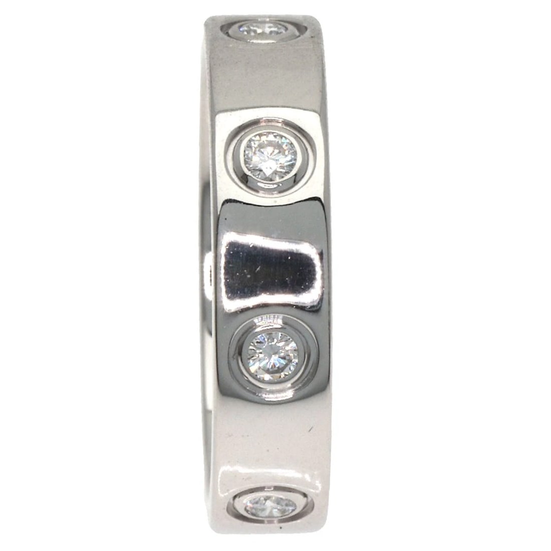 CARTIER MINI LOVE RING FULL DIAMOND RING: CARTIER Mini Love Ring Full Diamond Ring Brand: CARTIER Type: Ring Material: K18 White Gold, Main Stone/Creation Natural Color: Exterior Color Silver Size: 3.75 (US) Accessories: None Acce