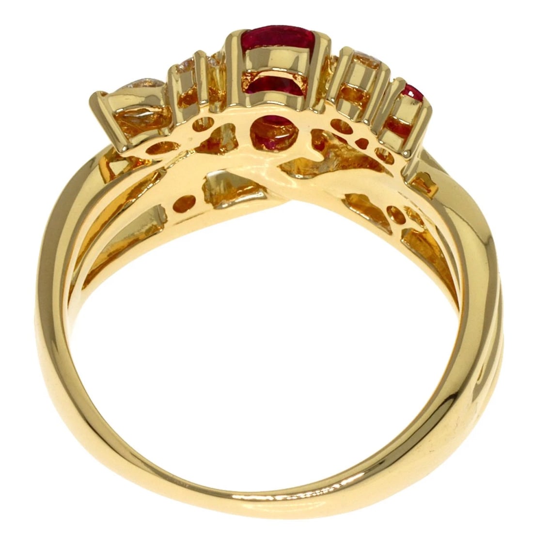 TASAKI RUBY DIAMOND RING K18 YELLOW GOLD - 2
