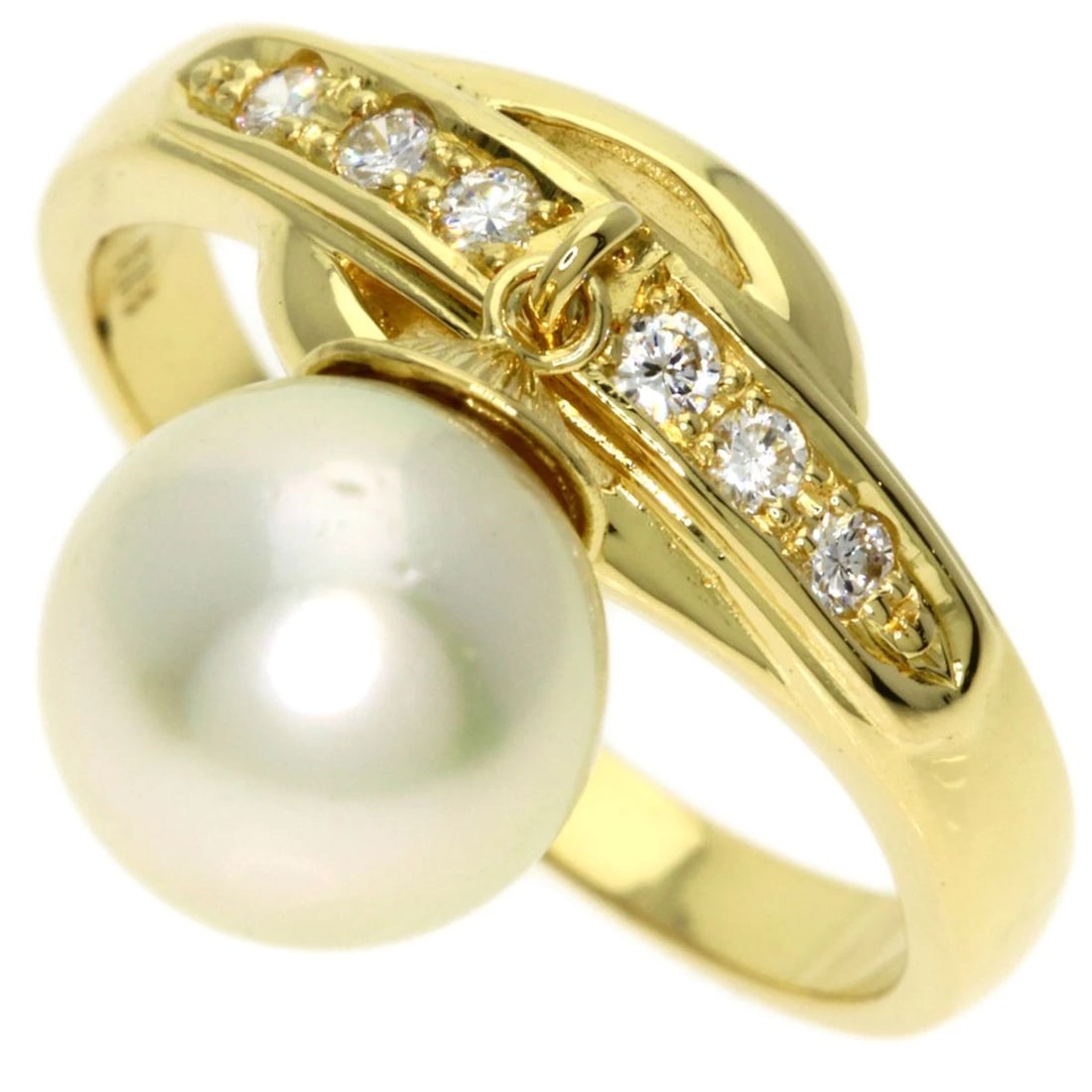 MIKIMOTO PEARL PEARL DIAMOND RING: MIKIMOTO Pearl Pearl Diamond Ring Brand: MIKIMOTO Type: Ring Material: K18 Yellow Gold, Color: Exterior Color Gold Size: 6.25 (US) Accessories: None Accessories Notice: When purchasing pre
