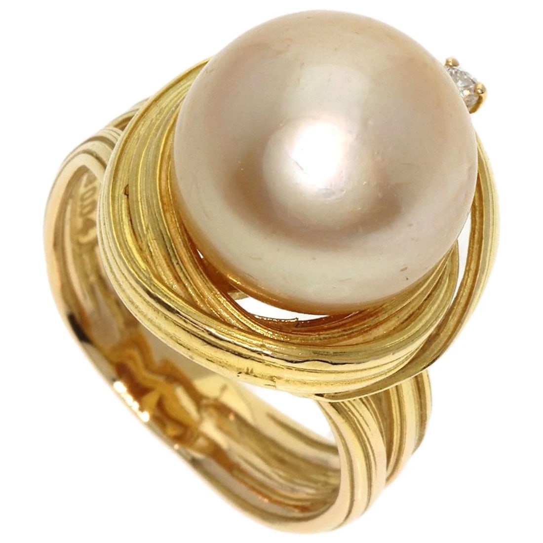 TASAKI GOLDEN PEARL PEARL DIAMOND RING: TASAKI Golden Pearl Pearl Diamond Ring Brand: TASAKI Type: Ring Material: K18 Yellow Gold, Color: Exterior Color Gold Size: 6.75 (US) Accessories: None Accessories Notice: When purchasing pre-owned