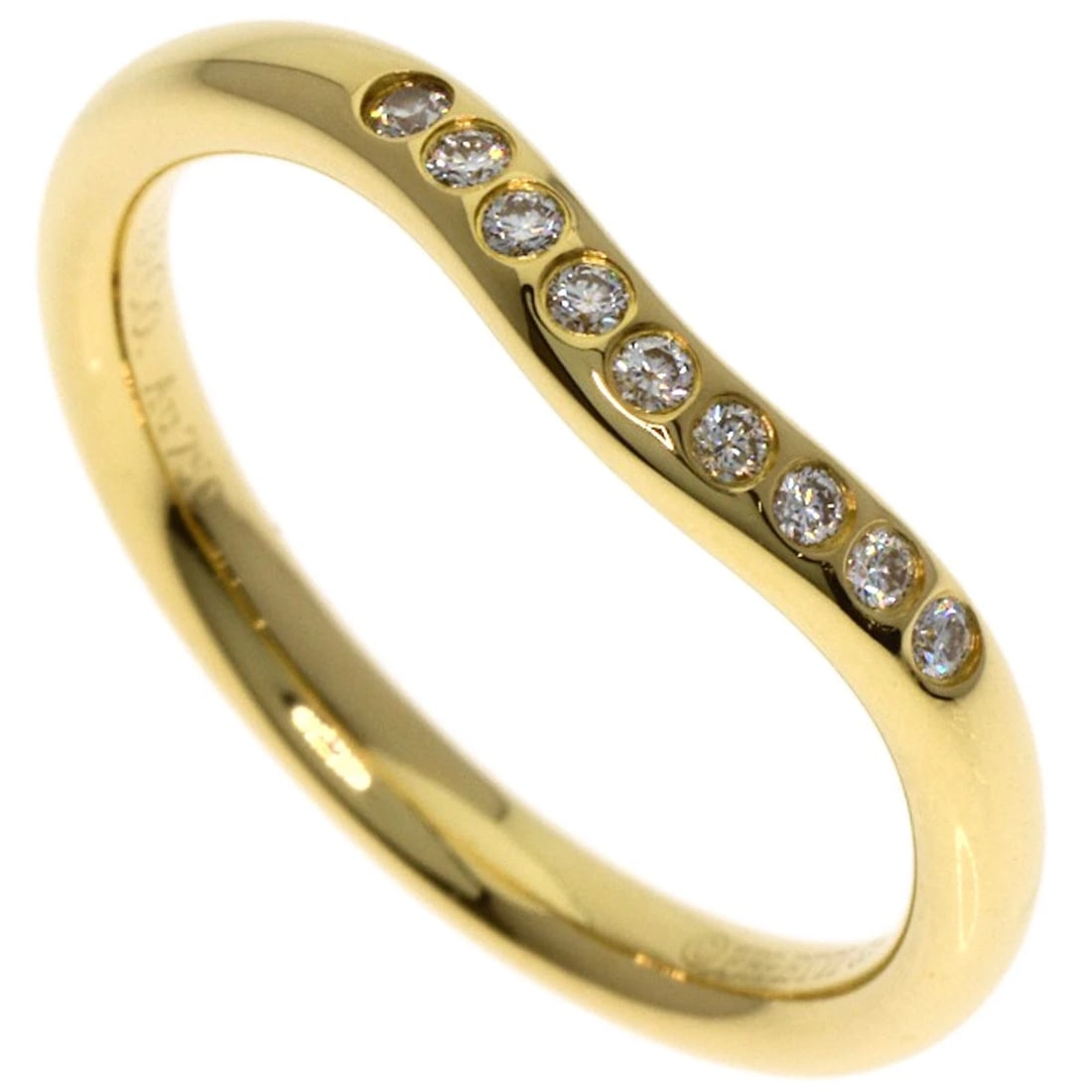 TIFFANY&CO. CURVED BAND DIAMOND RING: TIFFANY&Co. Curved band Diamond Ring Brand: TIFFANY&Co. Type: Ring Material: K18 Yellow Gold, Main Stone/Creation Natural Color: Exterior Color Gold Size: 4.25 (US) Accessories: None Accessories