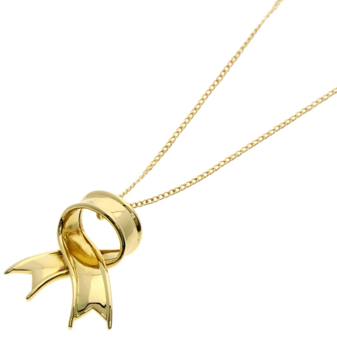 TIFFANY&CO. RIBBON NECKLACE K18 YELLOW GOLD: TIFFANY&Co. ribbon Necklace K18 Yellow Gold Brand: TIFFANY&Co. Type: Necklace Material: K18 Yellow Gold, Color: Exterior Color Gold Size: Chain Length:17.9inch/45.5cm Chain Width:0.4inch/1.1mm Top Siz
