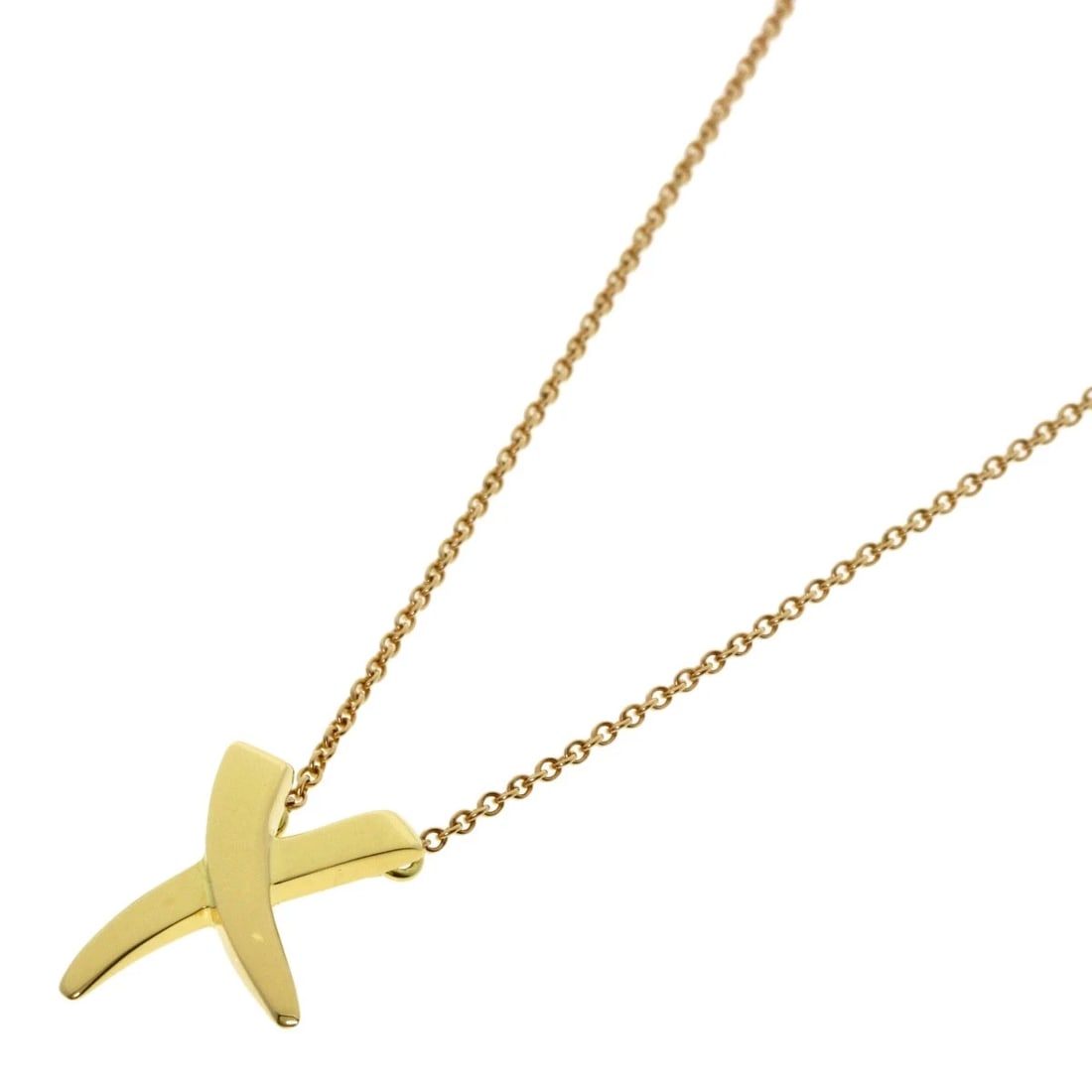 TIFFANY&CO. KISS NECKLACE K18 YELLOW GOLD: TIFFANY&Co. kiss Necklace K18 Yellow Gold Brand: TIFFANY&Co. Type: Necklace Material: K18 Yellow Gold, Color: Exterior Color Gold Size: Chain Length:157.9inch/401cm Chain Width:0.4inch/1.0mm Top Size:
