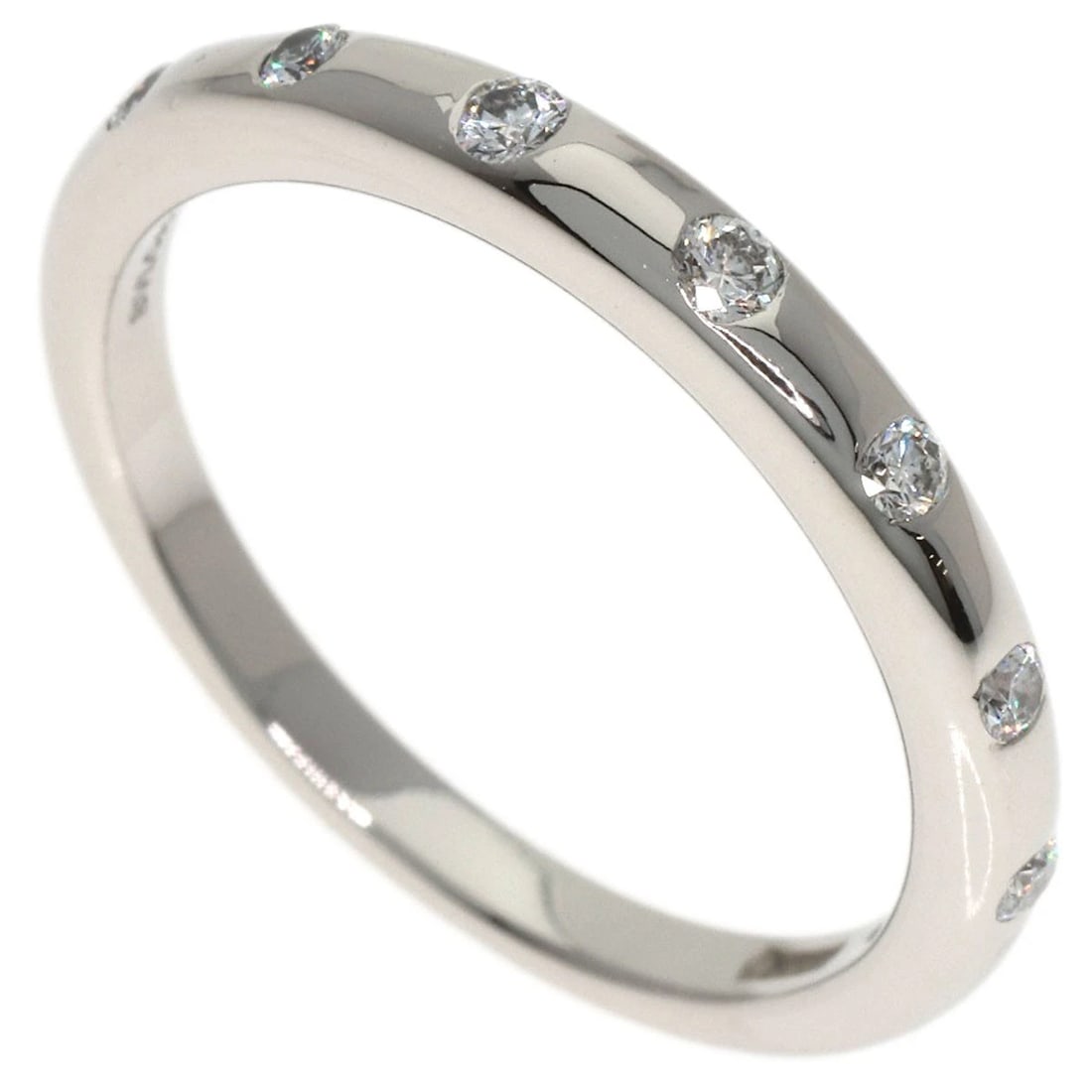 BVLGARI FEDDIE 7P DIAMOND RING: BVLGARI Feddie 7P Diamond Ring Brand: BVLGARI Type: Ring Material: Platinum PT950, Main Stone/Creation Natural Color: Exterior Color Silver Size: 4.25 (US) Accessories: None Accessories No