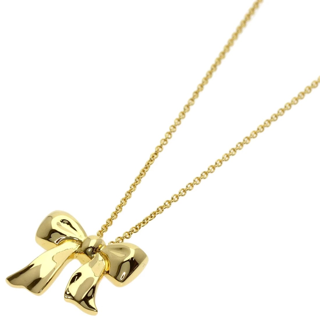 TIFFANY&CO. RIBBON NECKLACE K18 YELLOW GOLD: TIFFANY&Co. ribbon Necklace K18 Yellow Gold Brand: TIFFANY&Co. Type: Necklace Material: K18 Yellow Gold, Color: Exterior Color Gold Size: Chain Length:17.9inch/45.5cm Chain Width:0.4inch/1mm Top Size: