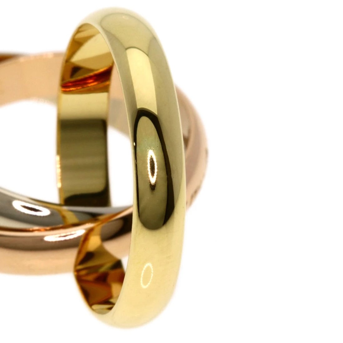 CARTIER TRINITY RING K18 YELLOW GOLD 18K PINK GOLD: CARTIER Trinity Ring K18 Yellow Gold 18K Pink Gold Brand: CARTIER Type: Ring Material: K18 Yellow Gold/K18 White Gold/18K Pink Gold, Color: Exterior Color Gold Size: 6.25 (US) Accessories: None