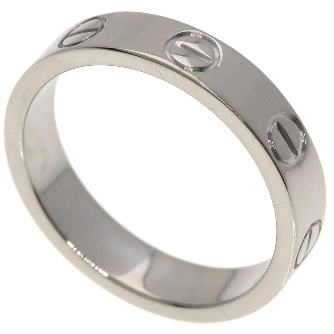 CARTIER MINI LOVE RING K18 WHITE GOLD: CARTIER mini love Ring K18 White Gold Brand: CARTIER Type: Ring Material: K18 White Gold, Color: Exterior Color Silver Size: 4.25 (US) Accessories: None Accessories Notice: When purchasing