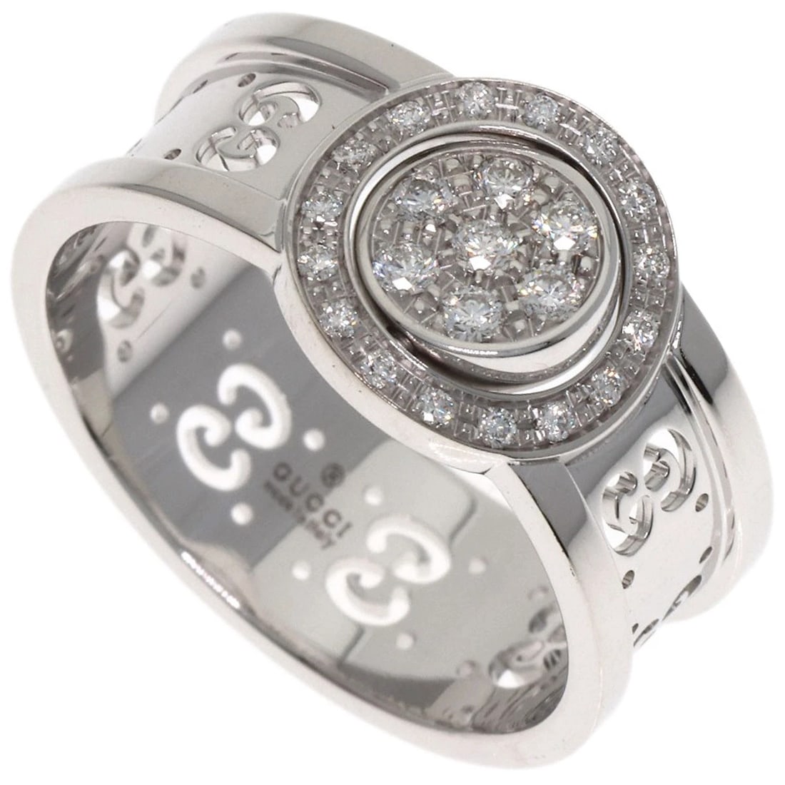 GUCCI ICON TWIRL DIAMOND RING: GUCCI Icon Twirl Diamond Ring Brand: GUCCI Type: Ring Material: K18 White Gold, Color: Exterior Color Silver Size: 6.25 (US) Accessories: None Accessories Notice: When purchasing pre-owned