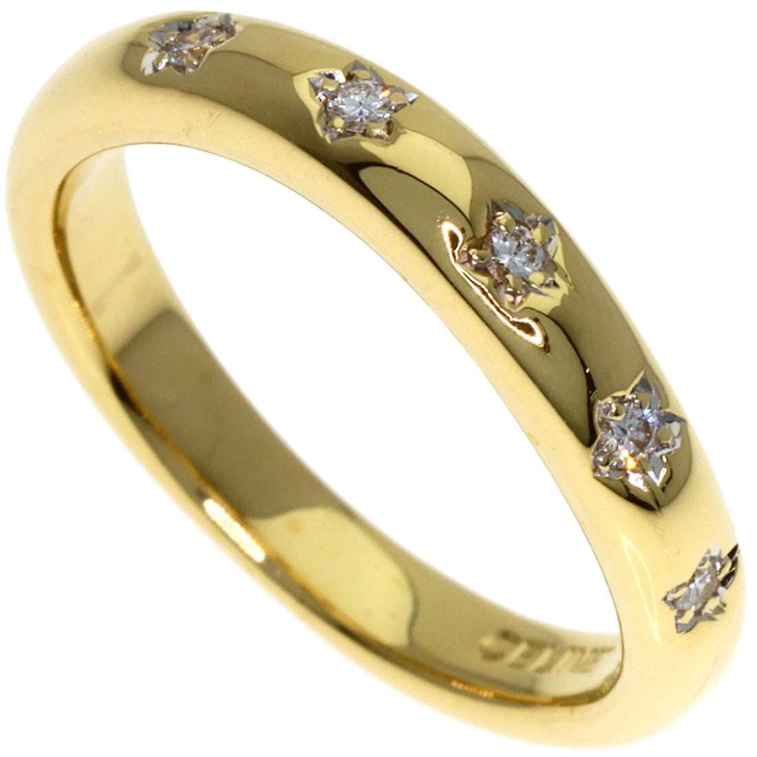 CELINE 5P DIAMOND RING K18 YELLOW GOLD: CELINE 5P Diamond Ring K18 Yellow Gold Brand: CELINE Type: Ring Material: K18 Yellow Gold, Main Stone/Creation Natural Color: Exterior Color Gold Size: 6 (US) Accessories: None Accessories