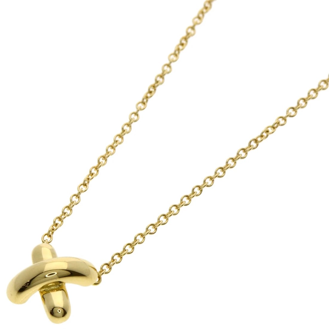 TIFFANY&CO. CROSS-STITCH NECKLACE K18 YELLOW GOLD: TIFFANY&Co. Cross-stitch Necklace K18 Yellow Gold Brand: TIFFANY&Co. Type: Necklace Material: K18 Yellow Gold, Color: Exterior Color Gold Size: Chain Length:16.1inch/41cm Chain Width:0.4inch/1mm Top S