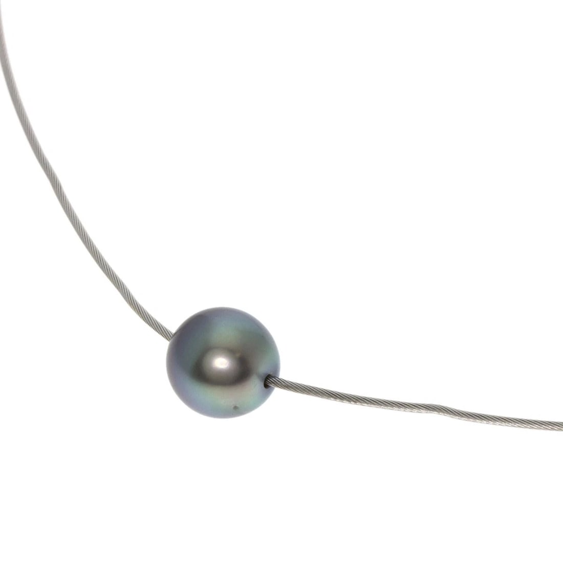TASAKI BLACK PEARL PEARL WIRE NECKLACE: TASAKI Black Pearl Pearl Wire Necklace Brand: TASAKI Type: Necklace Material: K18 White Gold, Color: Exterior Color Silver Size: Stone Size:0.4inch/8.9mm Chain Length:16.5inch/42cm Chain Width:0.3inch