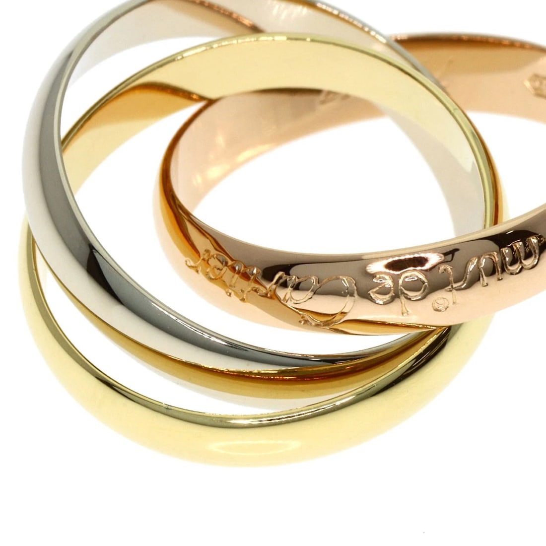 CARTIER TRINITY RING: CARTIER Trinity Ring Brand: CARTIER Type: Ring Material: K18 Yellow Gold, Color: Exterior Color Gold Size: 4.25 (US) Accessories: None Accessories Notice: When purchasing pre-owned goods,