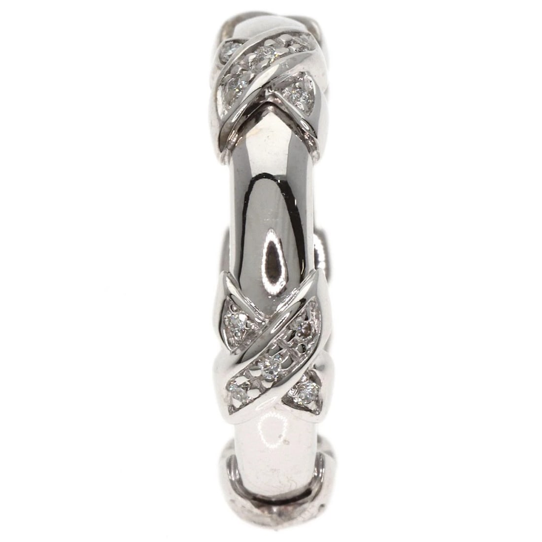 TIFFANY&CO. SIGNATURE CROSS DIAMOND RING: TIFFANY&Co. Signature Cross Diamond Ring Brand: TIFFANY&Co. Type: Ring Material: K18 White Gold, Main Stone/Creation Natural Color: Exterior Color Silver Size: 4.5 (US) Accessories: None A