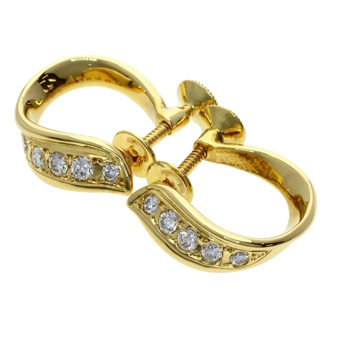 MIKIMOTO DIAMOND EARRING K18 YELLOW GOLD: MIKIMOTO Diamond Earring K18 Yellow Gold Brand: MIKIMOTO Type: Earring Material: K18 Yellow Gold, Main Stone/Creation Natural Color: Exterior Color Gold Size: Top Size:0.6inch/15.5x5mm Accessories