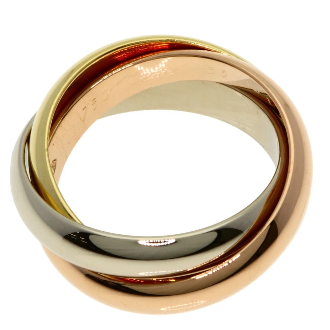 CARTIER TRINITY MM RING: CARTIER Trinity MM Ring Brand: CARTIER Type: Ring Material: K18 Yellow Gold/18K Pink Gold/K18 White Gold, Color: Exterior Color Gold Size: 6.5 (US) Accessories: None Accessories Notice: When