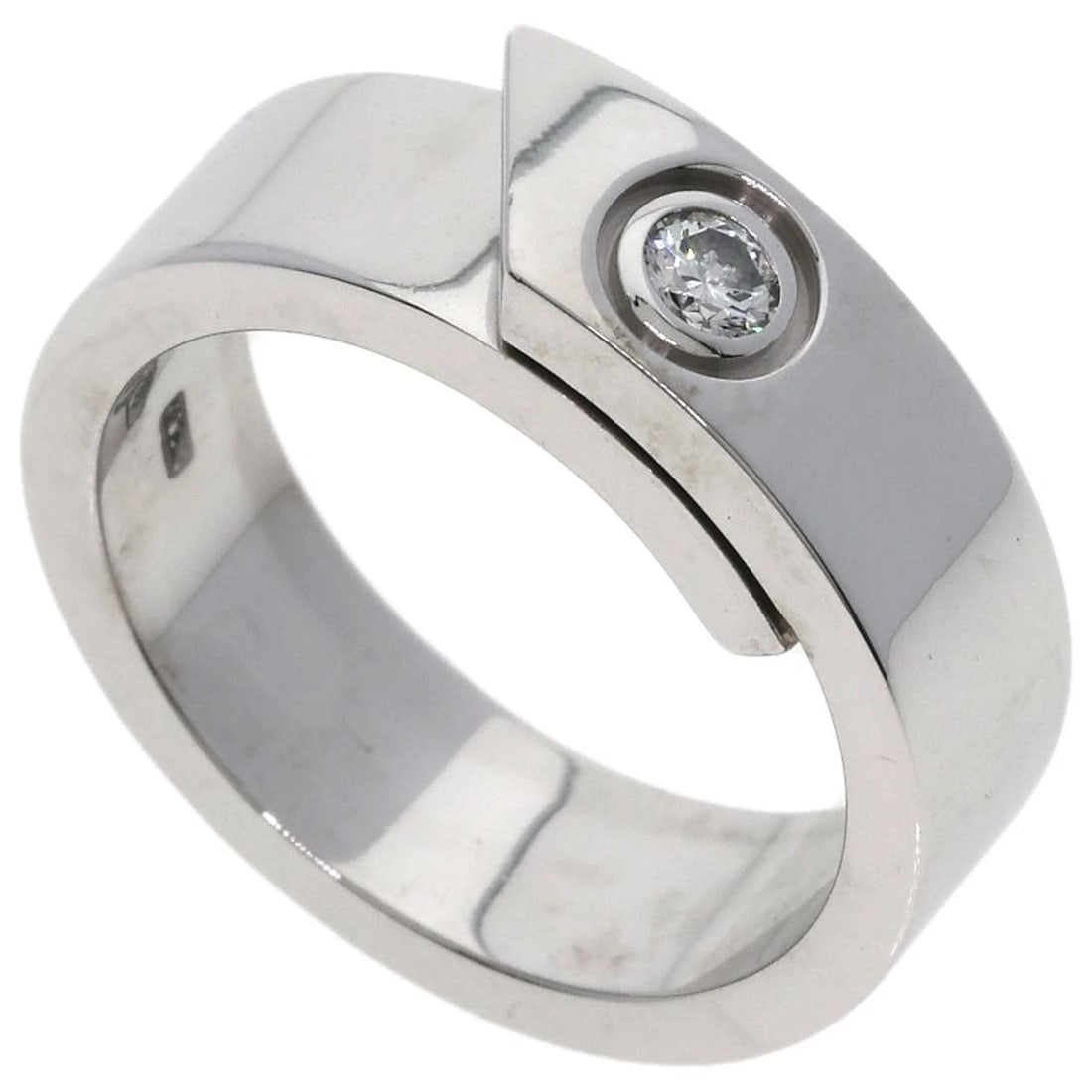 CARTIER ANNIVERSARY DIAMOND RING: CARTIER Anniversary Diamond Ring Brand: CARTIER Type: Ring Material: K18 White Gold, Main Stone/Creation Natural Color: Exterior Color Silver Size: 5.25 (US) Accessories: None Accessories