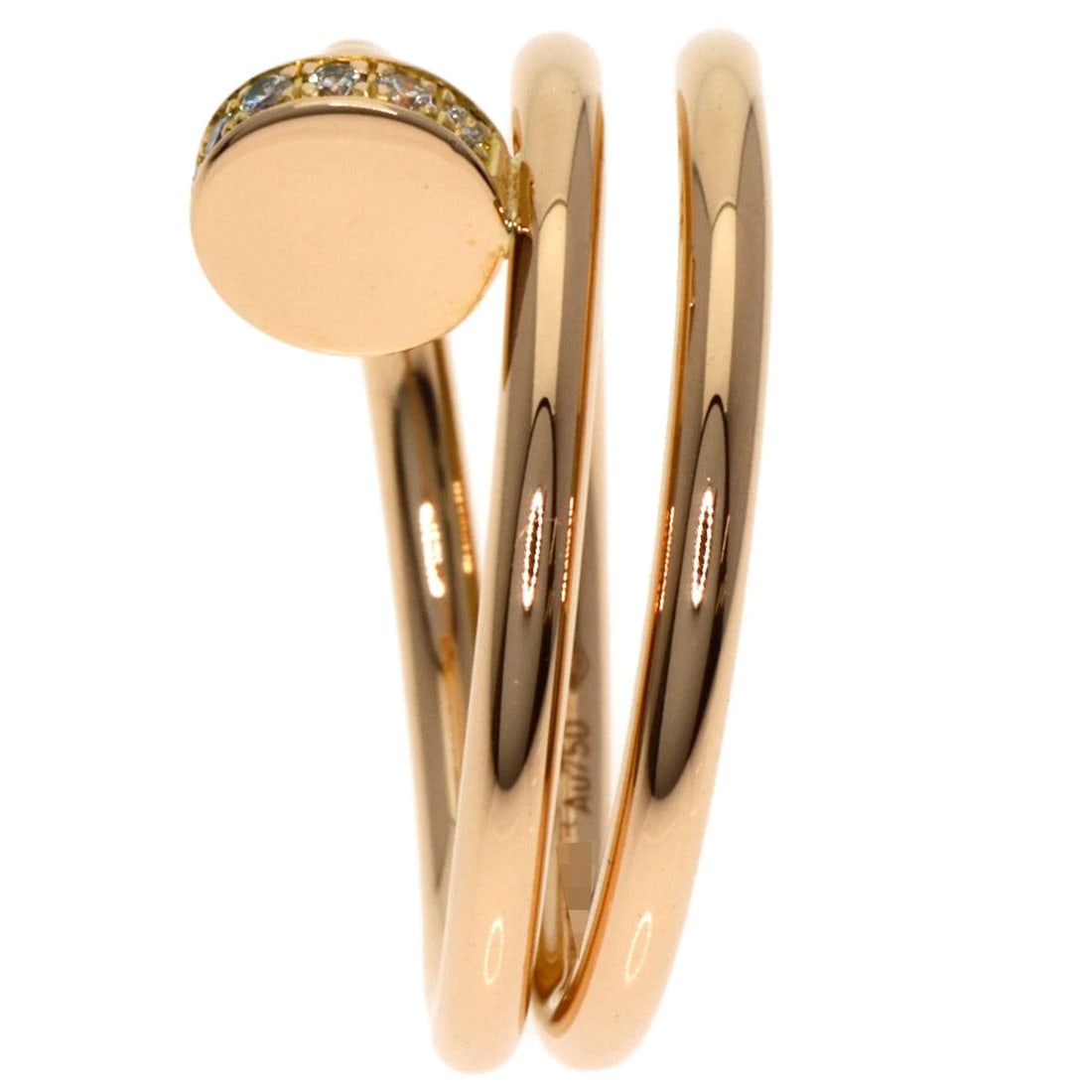 CARTIER JUSTE UN CLOU DIAMOND RING K18 PINK GOLD: CARTIER Juste un Clou Diamond Ring K18 Pink Gold Brand: CARTIER Type: Ring Material: K18 Pink Gold, Main Stone/Creation Natural Color: Exterior Color Gold Size: 5.25 (US) Accessories: None