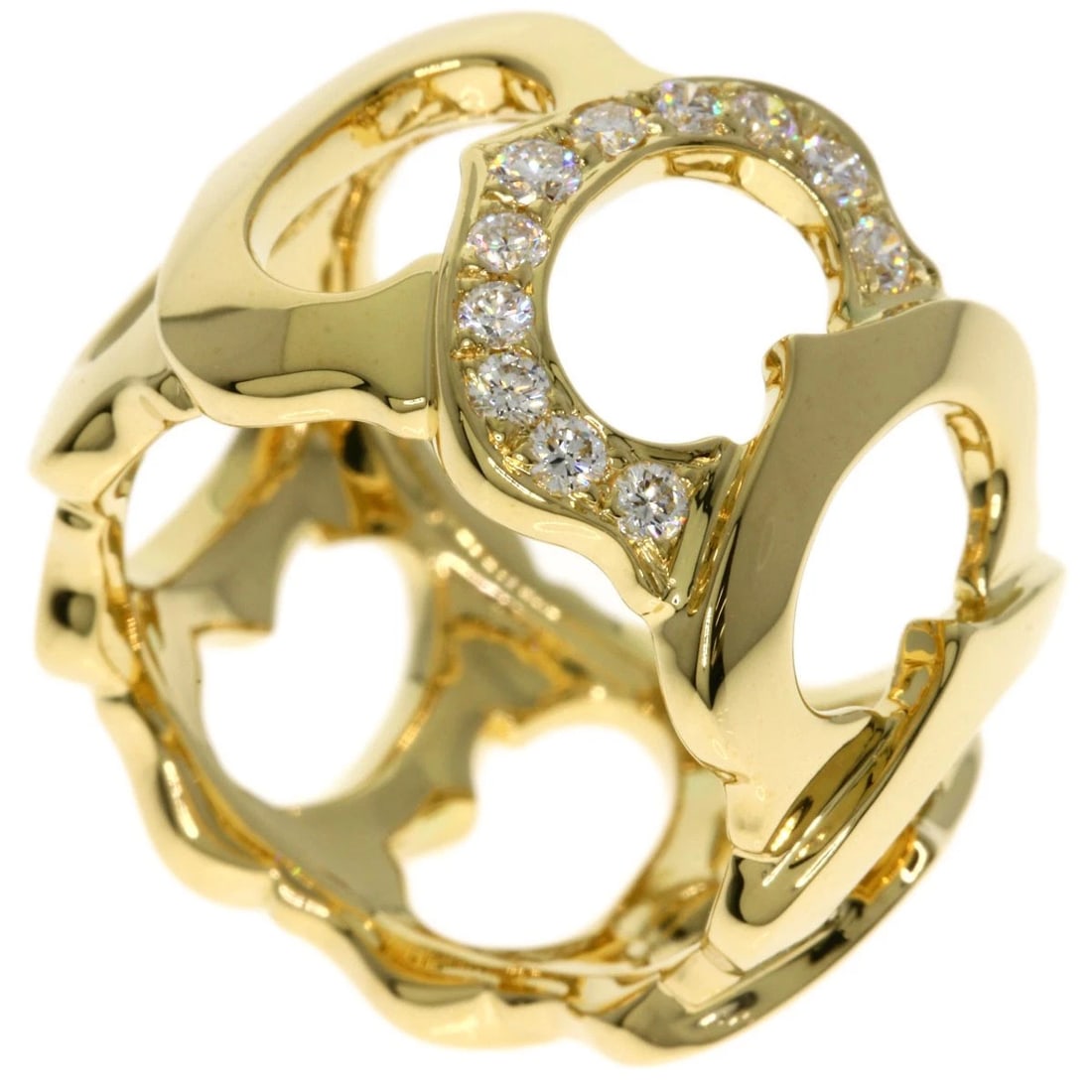 CARTIER C DU DIAMOND RING K18 YELLOW GOLD: CARTIER C Du Diamond Ring K18 Yellow Gold Brand: CARTIER Type: Ring Material: K18 Yellow Gold, Main Stone/Creation Natural Color: Exterior Color Gold Size: 5 (US) Accessories: None Accesso