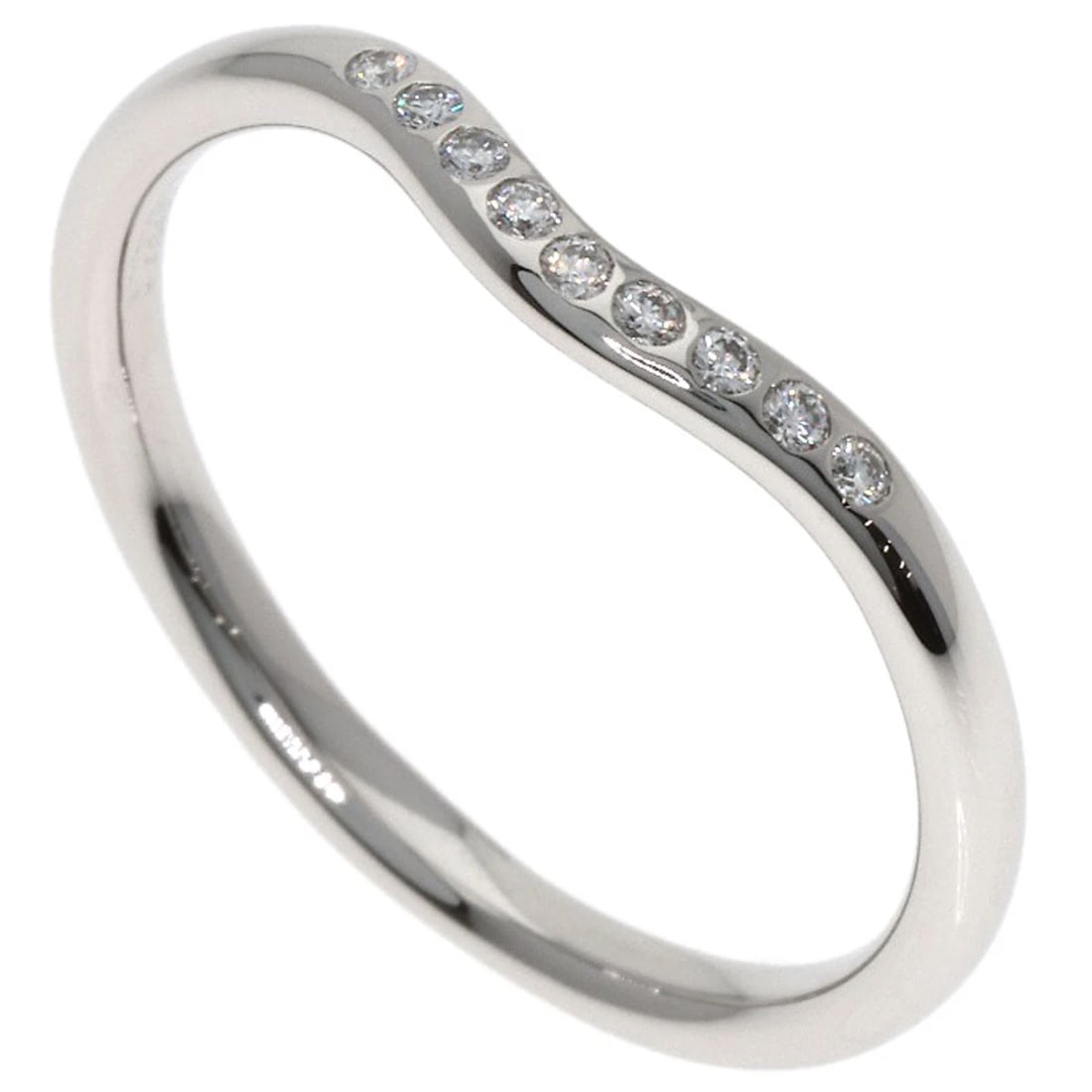 TIFFANY&CO. CURVED BAND DIAMOND RING: TIFFANY&Co. Curved band Diamond Ring Brand: TIFFANY&Co. Type: Ring Material: Platinum PT950, Main Stone/Creation Natural Color: Exterior Color Silver Size: 7.5 (US) Accessories: None Acces