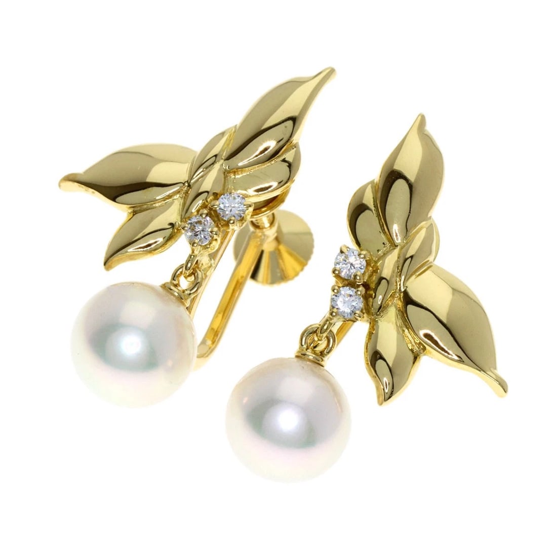 MIKIMOTO PEARL DIAMOND PEARL EARRING: MIKIMOTO Pearl Diamond Pearl Earring Brand: MIKIMOTO Type: Earring Material: K18 Yellow Gold, Color: Exterior Color Gold Size: Top Size:0.9inch/23.4x11.4x7.2mm Accessories: None Accessorie