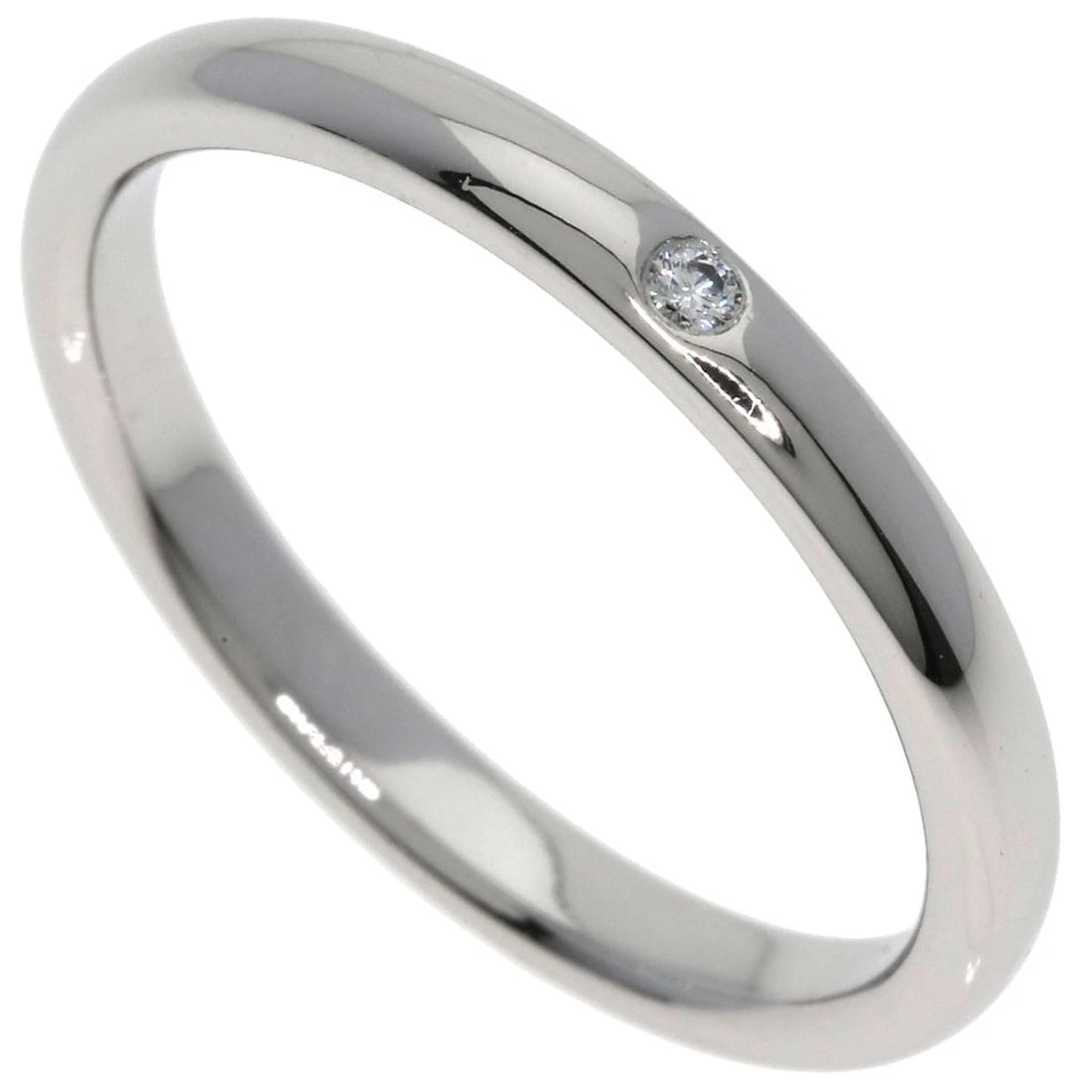TIFFANY&CO. WEDDING 1P DIAMOND RING: TIFFANY&Co. Wedding 1P Diamond Ring Brand: TIFFANY&Co. Type: Ring Material: Platinum PT950, Main Stone/Creation Natural Color: Exterior Color Silver Size: 9.25 (US) Accessories: None Accessories