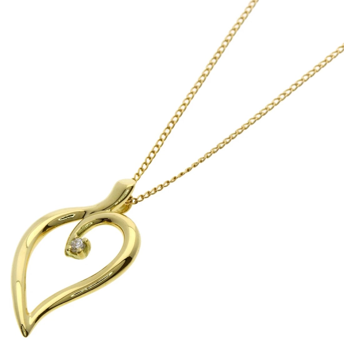 TIFFANY&CO. OPEN LEAF 1P DIAMOND NECKLACE: TIFFANY&Co. Open Leaf 1P Diamond Necklace Brand: TIFFANY&Co. Type: Necklace Material: K18 Yellow Gold, Color: Exterior Color Gold Size: Chain Length:18.1inch/46cm Chain Width:0.4inch/1mm Top